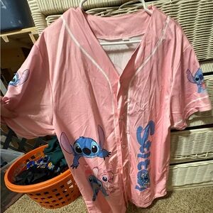 Disney Pink Stitch Button-Up Top